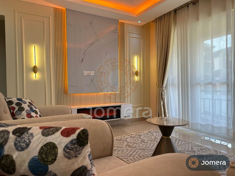 Living room feature wall with a large marble-look panel framed by backlit fluted panels, gold linear wall lights, wall mouldings and a floating electric fireplace unit